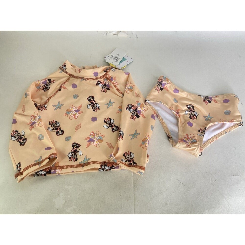 Disney Minnie Mouse 2 Piece Rashguard Top Bottoms Swim Set Swimwear 12 Months